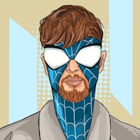 a man with a spider - man mask on his face