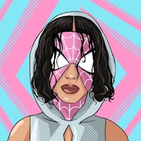 a woman wearing a spider - man mask